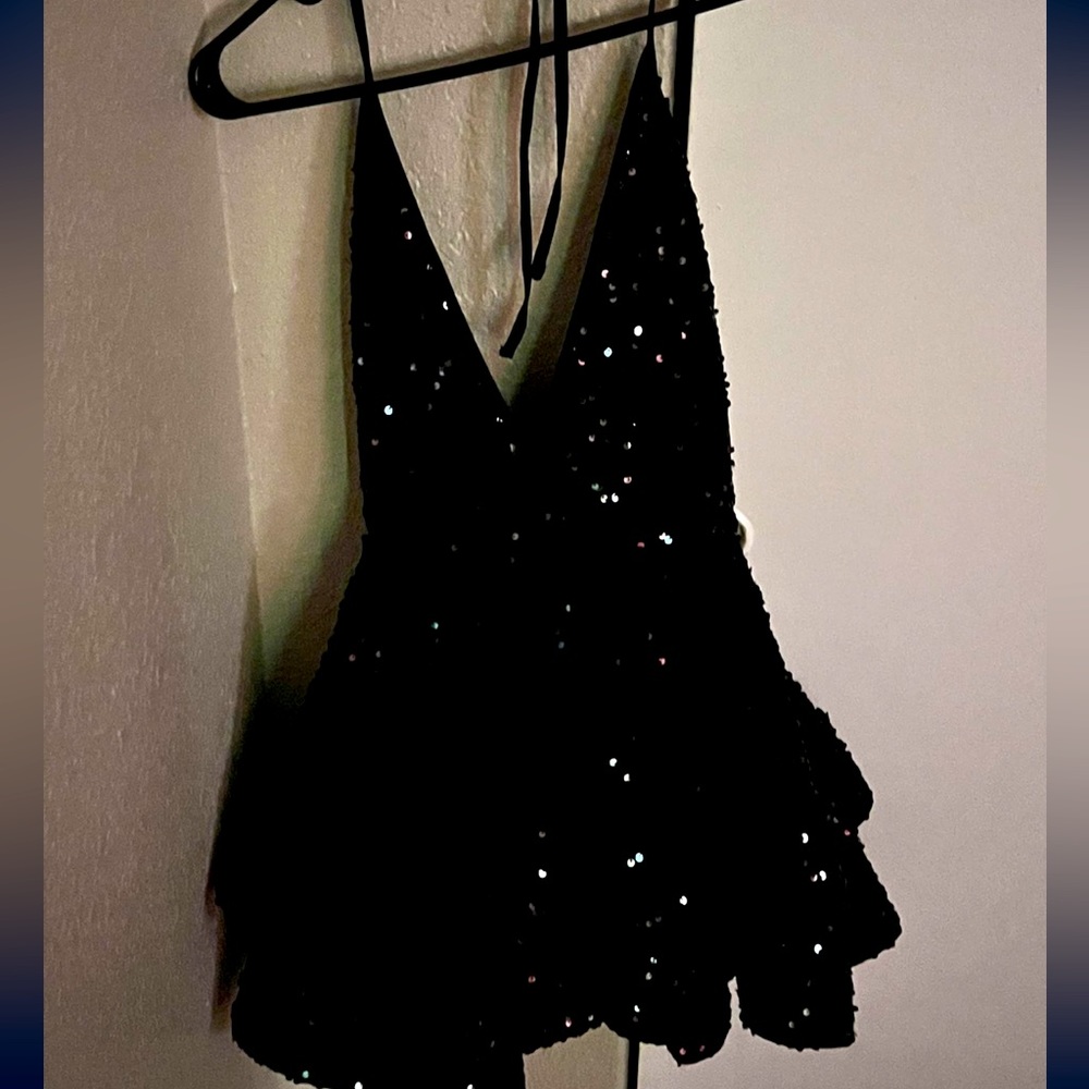 black barbie sequins dress
